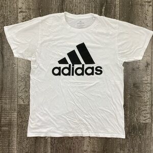 Adidas men’s white logo graphic tee shirt